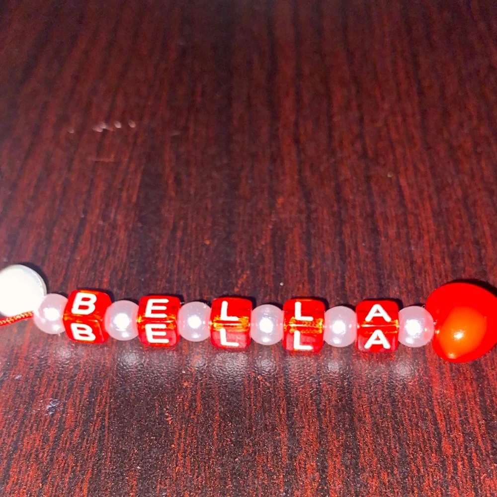 Keychain beaded purse charm with personalized Name Bella